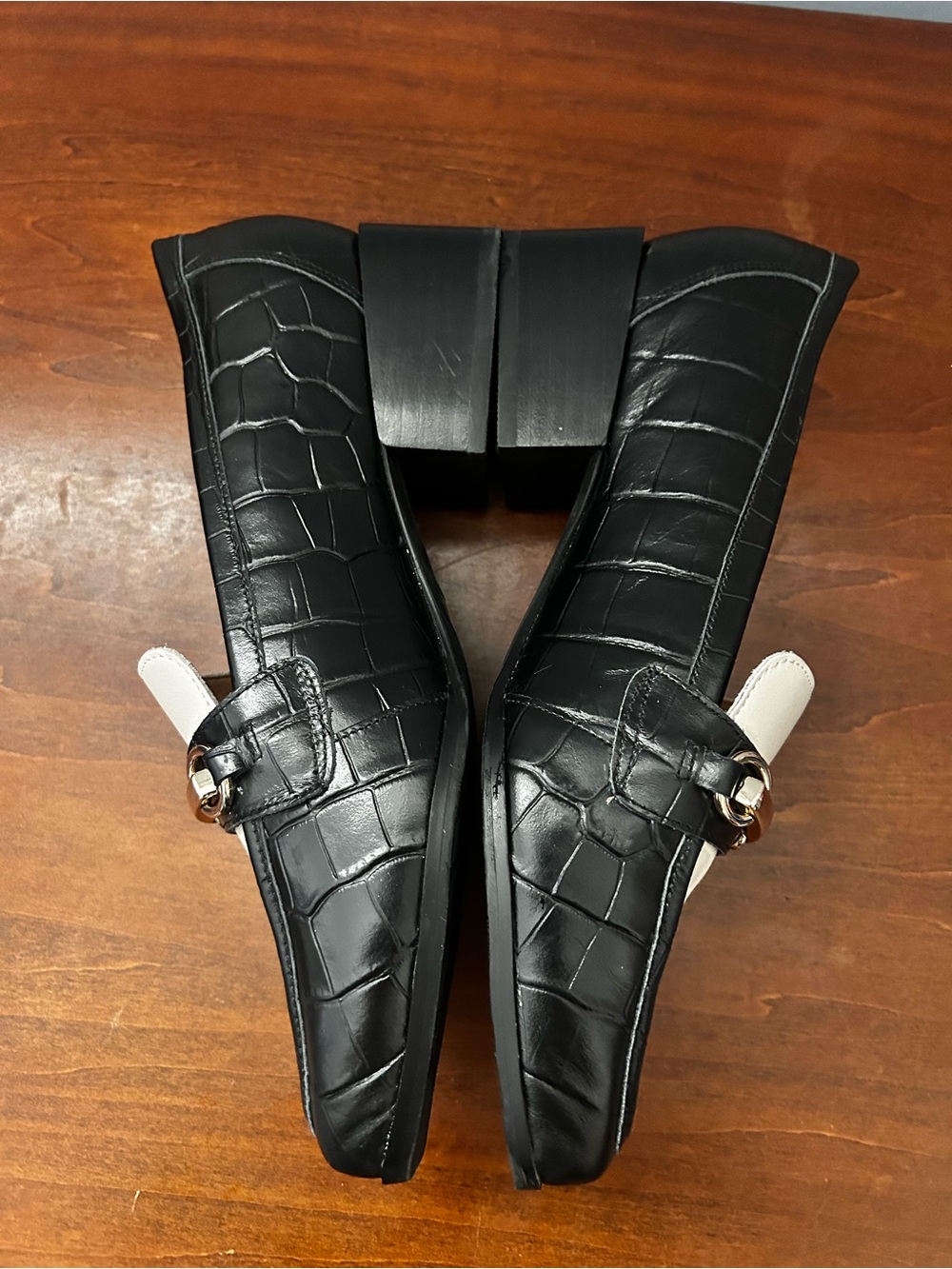 Easy Spirit Leather Darby Two-Tone Black and Cream Women’s Horsebit Loafers 8.5 - Picture 5 of 16